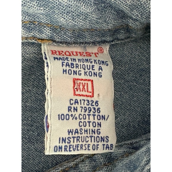 Vintage Request Denim Jacket  Size Extra Large Shirt Quilted‎ Back Button Detail - Picture 3 of 16
